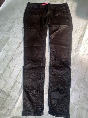 Tinseltown Black Lace-Pattern Skinny Jeans